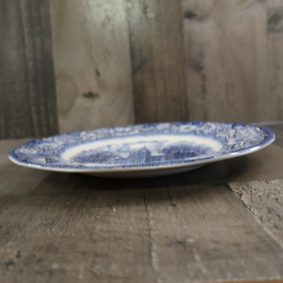 Staffordshire England Liberty Blue Ironstone Colonial Scene Blue & White Plate - Picture 5 of 7